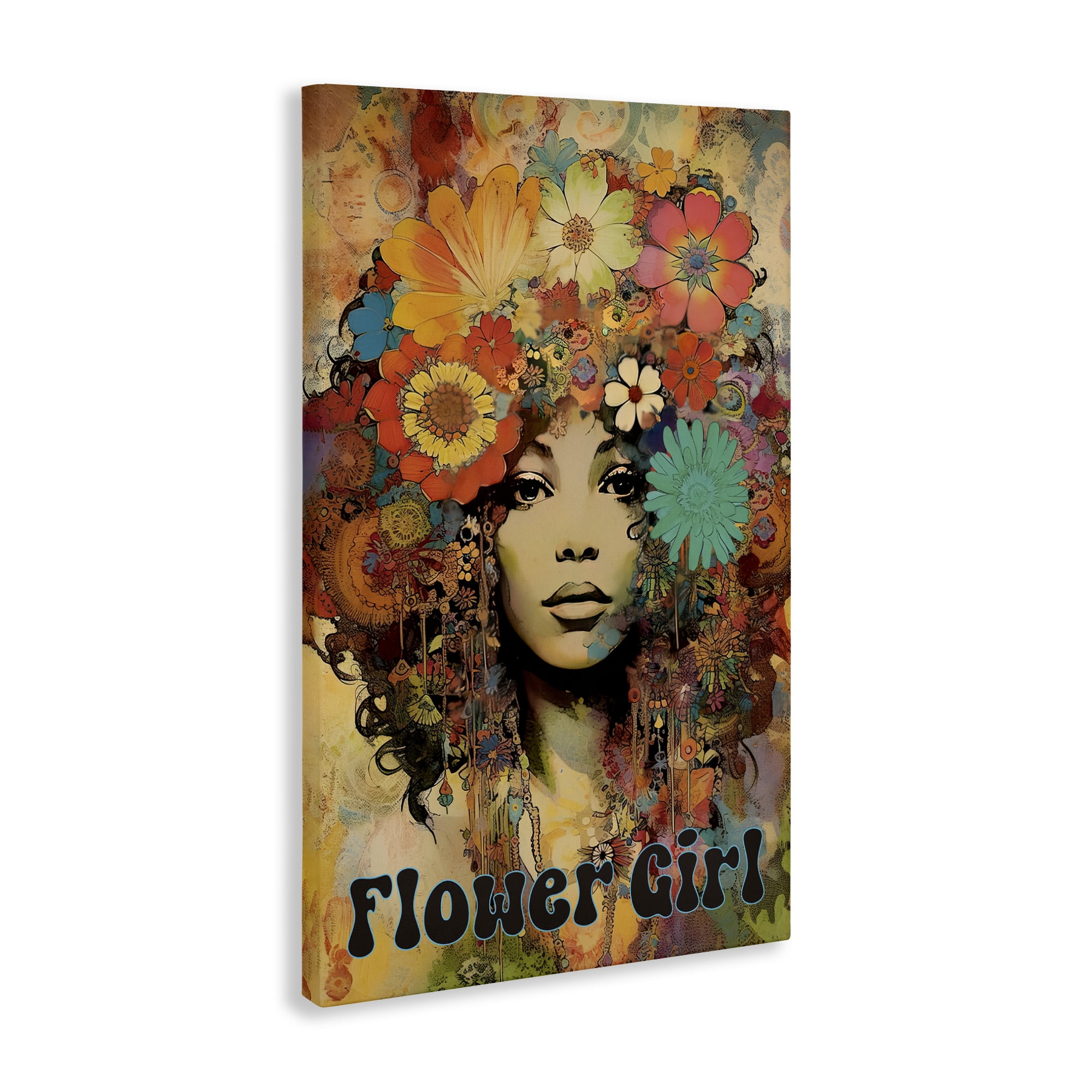 Bohemian Flower Girl Canvas Wall Art, design by Sasha