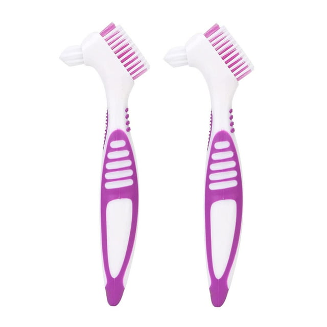 Denture Brush, 2pcs/Set, Specially Designed to Thorough Cleaning Dentures & Bridges