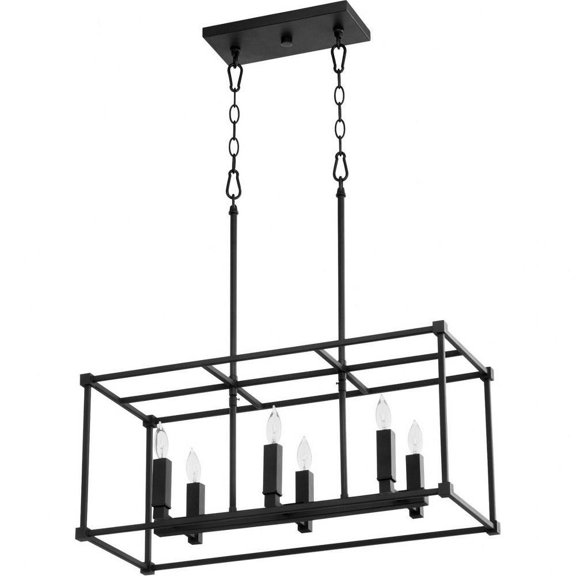 Oakhurst Head 6 Light Linear Pendant in Traditional Style-11.75 inches Tall and 10.75 inches Wide-Textured Black Finish Bailey Street Home