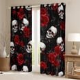 thumbnail image 2 of jejeloiu Romantic Red Rose Black Out Curtains,Gothic Skull Skeleton Curtains Pack of 2 (42x63 Each),Velantine Flowers Bedroom Curtains For Men Women,Luxury Bedroom Decor, 2 of 6