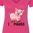 thumbnail image 4 of Inktastic I Love Piggies Cute Pig Women's V-Neck T-Shirt, 4 of 5