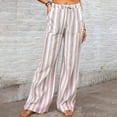 thumbnail image 2 of Casual Pants For Women Sevevn Womens Wide Leg Lounge Pants Elastic High Waisted Striped Palazzo Pants Flowy Casual Beach Travel Trousers, 2 of 8