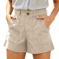 thumbnail image 2 of Yourumao Summer Shorts for Women Elastic Waist Chino Shorts with Button Solid Loose Fit Pants for Casual Going Out with Pockets, 2 of 8
