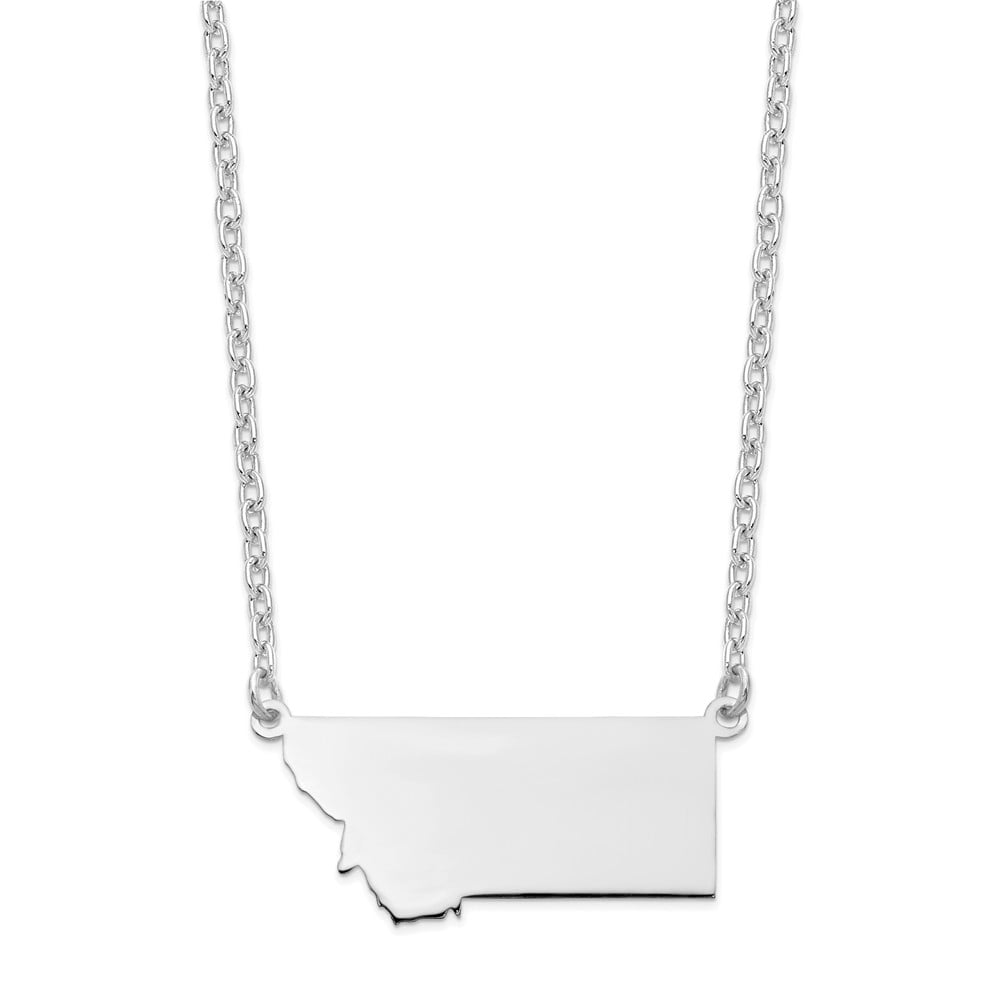 Solid 925 Sterling Silver TX State Shape Engravable Pendant with chain