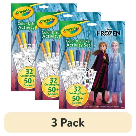 (3 pack) Crayola Frozen Color and Sticker Activity Set with Markers Disney Frozen Coloring Book Art Set Frozen Gift for Kids