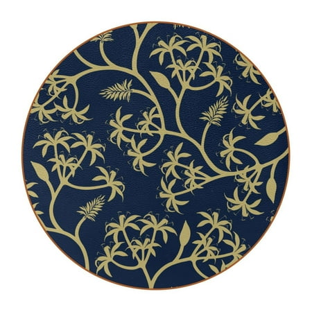 

OWNTA Nature Plant Branch Design Pattern Premium Microfiber Leather Round Coasters (6PCS) - 11x11 cm/4.3x4.3 in - Durable & Stylish Cup Mat Set