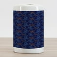 thumbnail image 2 of Fish Ceramic Toothbrush Holder, Oriental Koi Fish Floral Arrangement Petals and Leaves Doodle Style Animal, Decorative Versatile Countertop for Bathroom, 4.5" X 2.7", Royal Blue Aqua Orange, 2 of 4
