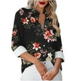 thumbnail image 6 of Women's Button-Up Shirts Fashion Floral Print Dressy Blouses Casual Turndown Collar Shirt Long Sleeve Loose Work Tops Spring Summer Outdoor,Beach,Vacation Top 05#Multicolor XL, 6 of 6