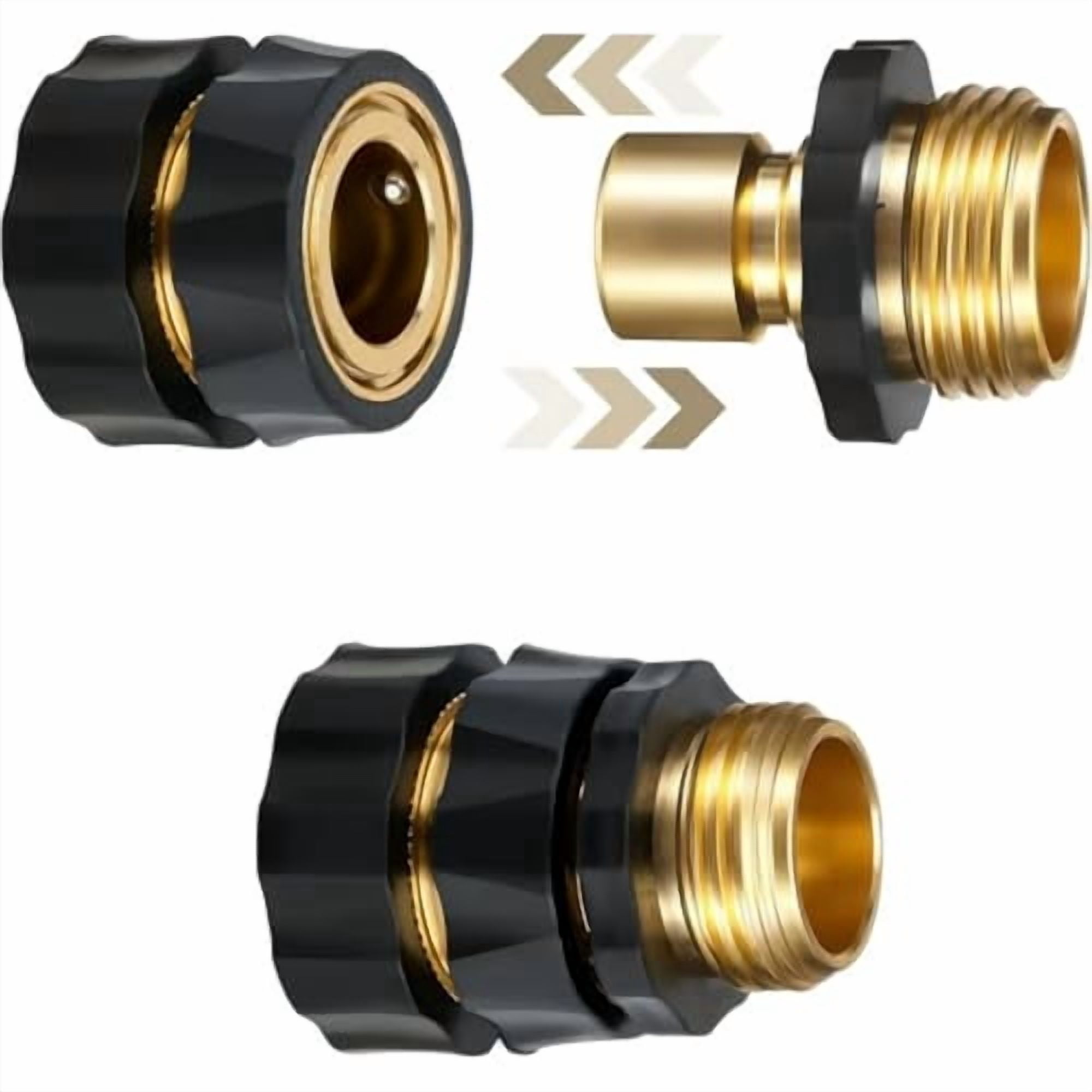 3/4 Inch Garden Hose Quick Connector 4 Sets/Bag, Clamps Male and Female Hose Adapter, Quick Connect Hose Fittings, Garden Hose Connector, Garden Hose Adapter, Universal Fit