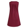 thumbnail image 4 of Women's Button Front Tank Dress, Sleeveless Pleated Casual Sundress for Beach, Daily Summer Wear, and Relaxed Outings, Simple and Cute Design with Solid Color Wine, 4 of 4
