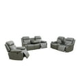 thumbnail image 4 of Gewnee Silver 3-Piece Living Room Recliner Sofa Set with Console & Cup Holders,Air Leather, Solid Wood Frame & Double-Layer Springs（Power Recliner ）, 4 of 16