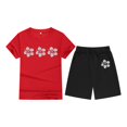 thumbnail image 4 of Gyexs Girls 2 Piece Set Clothes Size 7-16 Fashion Floral Printed Casual Loose Pink Tops and Short Pants Summer Outfits Red 3-4 Years, 4 of 4