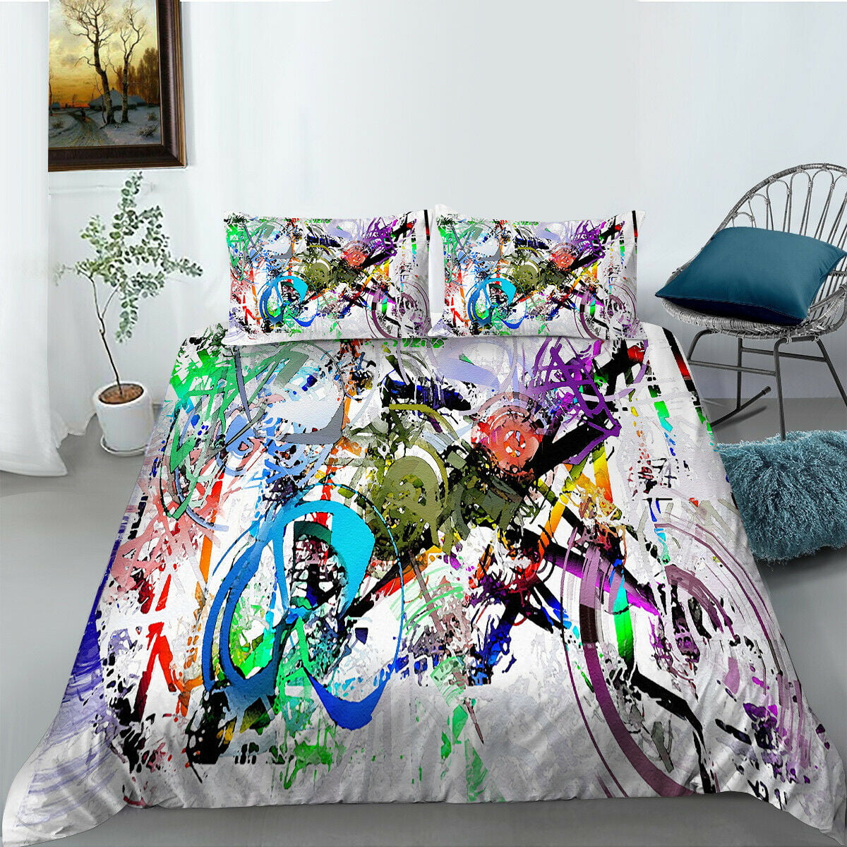 3D Paint Graffiti 66 Bed Pillowcases Quilt Duvet Cover Set Single King UK Summer 