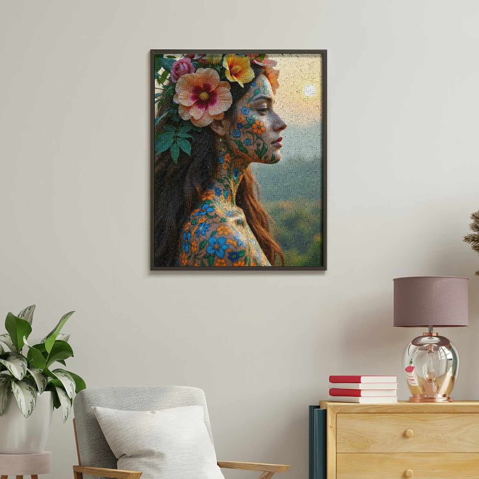 Paint By Numbers Kit for Adults Beginner - Floral Art Nature Portrait Woman DIY Canvas Painting Kits for Adults, Frameless Paint By Number for Adults for Home Wall Decor 16x20 Inch