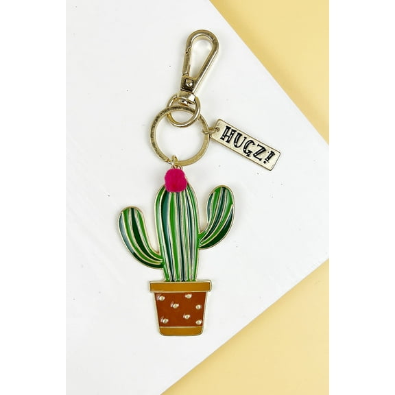 2.75" CACTUS WITH "HUGZ!" ENAMEL KEYCHAIN