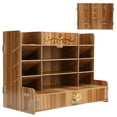 thumbnail image 2 of Wooden Storage Box Innovative Desktop Pen Holder Container Stationery Rack OrganizerCherry Wood Color, 2 of 14