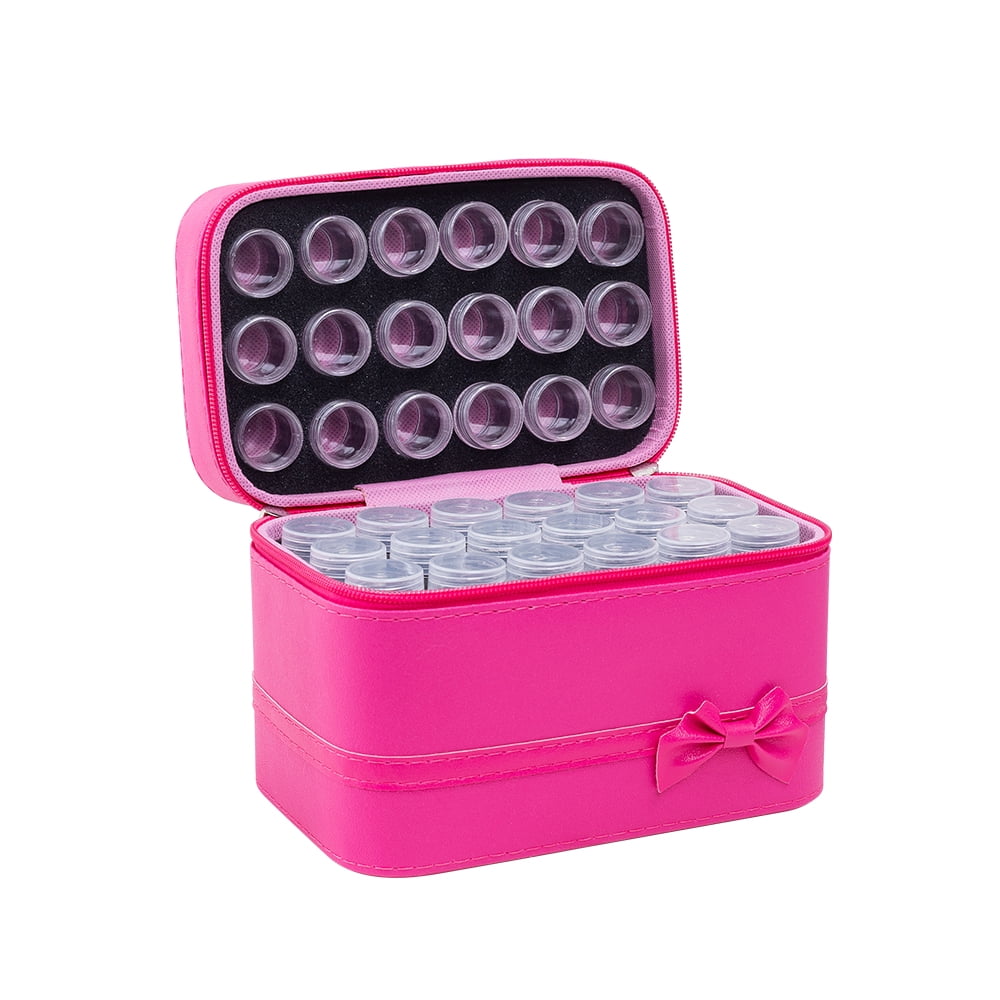 Diamond Storage Box with 54 Bottles Bowknot Pattern Portable Storage Bag with Double Zippers for