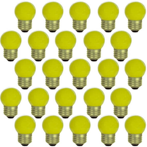 Sunlite Yellow S11 Round Decorative Bulb, 7.5 Watts, 120 Volts, 2000 Hrs. Avg. Lamp Life, Medium Base - Perfect for Holidays, Events, Signs, and More! (25 Pack)