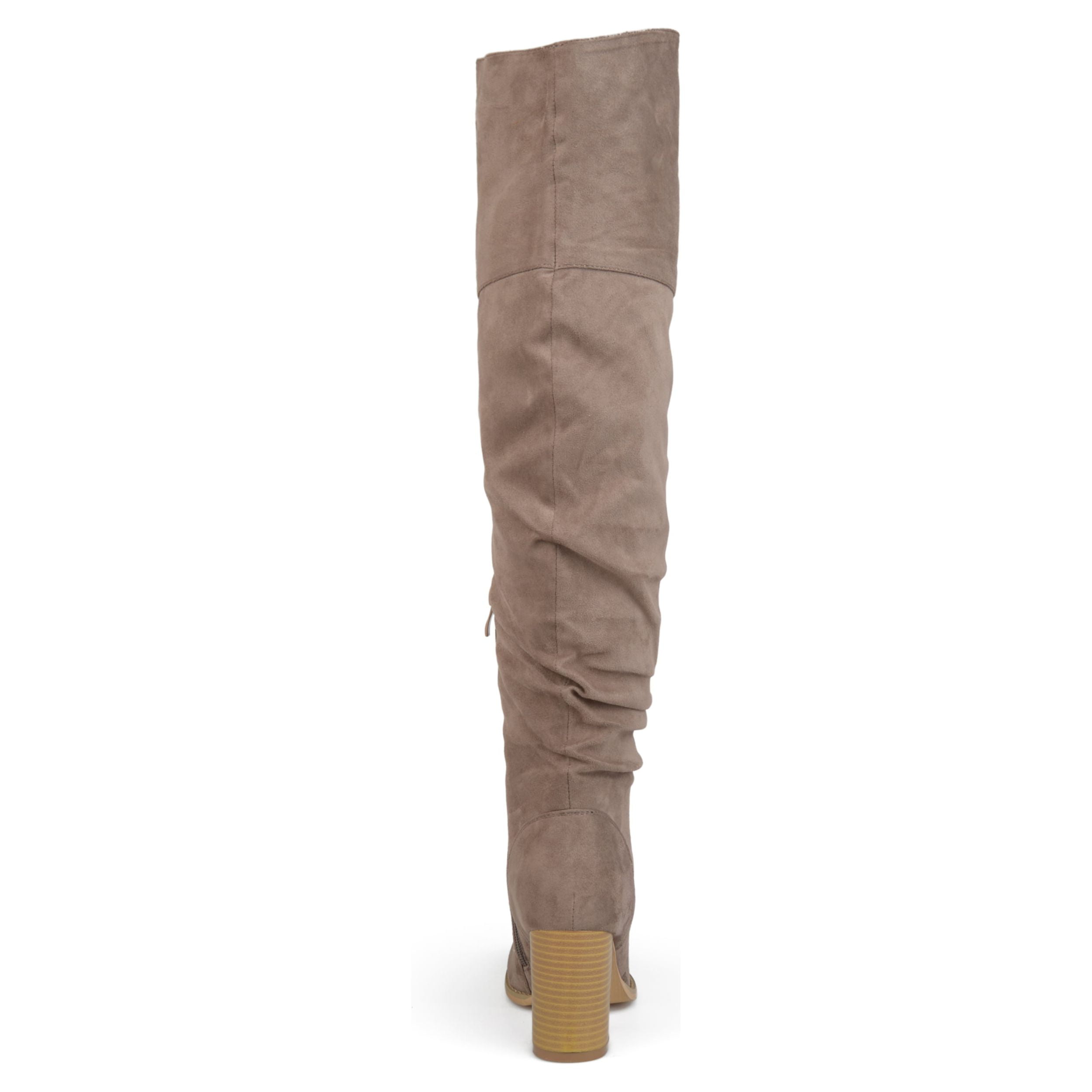 Journee Womens Kaison Extra Wide Calf Stacked Heel Over The Knee Boots