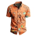 thumbnail image 5 of Zylanna Men's Button Down Shirts, Turn Down Collar Casual Short Sleeve Hawaii Print Fashion Tops for Men Orange, 5 of 5