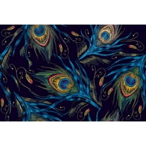 Embroidery Peacock Feathers Removable Wallpaper 10'L x 24''W