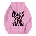 thumbnail image 3 of Women's 2 Piece Sweatsuits Long Sleeve Jesus Letter Print Christian Hooded Pullover Tops and Jogger Pant Casual Fall Comfy Fashion Tracksuit Sets, 3 of 6