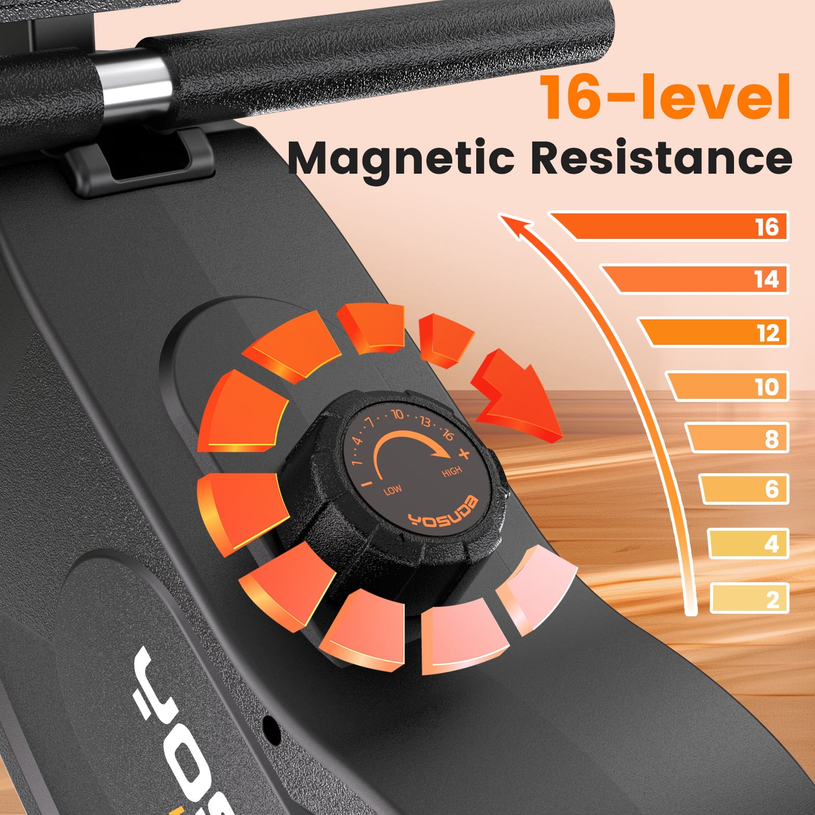 YOSUDA Magnetic Rowing Machine 350lbs Weight Capacity, Foldable Rower for Home Use with 16-Level Max 115lbs Adjustable Resistance and Bluetooth, Tablet Holder