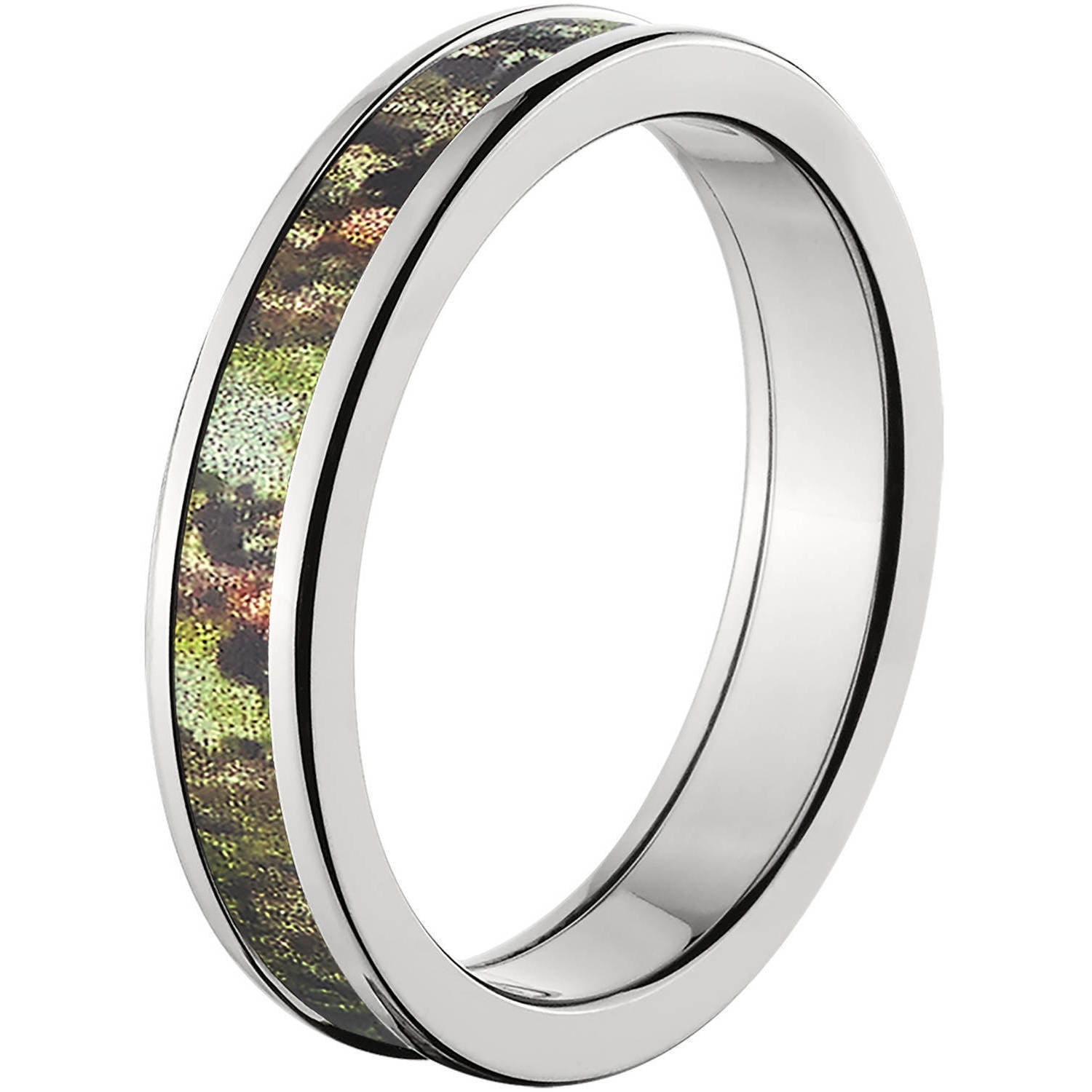 4mm Half-Round Titanium Ring with a Mossy Oak Obsession Camo Inlay