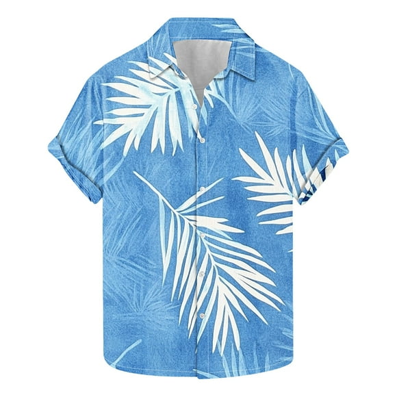 Txeol Mens Hawaiian Shirts - Short Sleeve Button Down, Vibrant Palmshadow Print for a Fresh, Fun Look Flash Deals,Multicolor,S