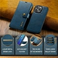 thumbnail image 5 of For iPhone 16 Pro Max DG.MING Crazy Horse Texture Detachable Magnetic Leather Phone Case,Blue,For iPhone 16 Pro Max, 5 of 9
