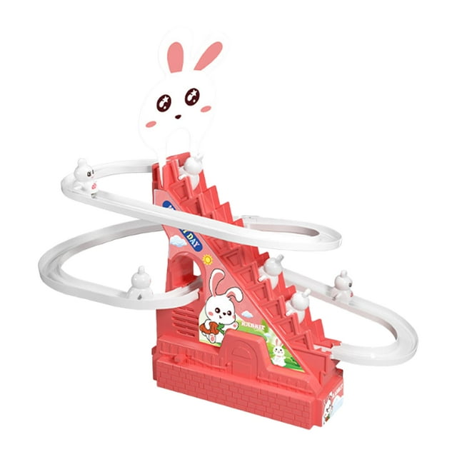 Juguete para subir escaleras con forma de conejito con luces LED intermitentes, juego de caza de conejos 6 conejos