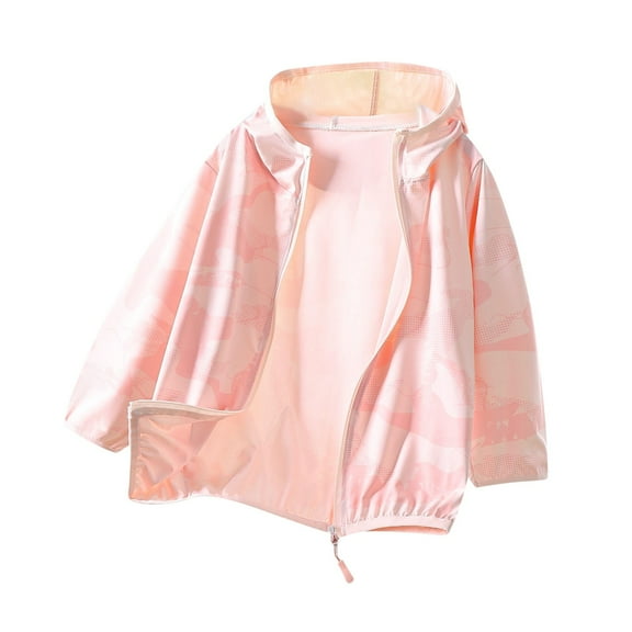 Kids Sun Protection Jacket Girl Cooling Long Sleeve Zip-Up Hoodie Raglan Shirts Boys Hiking Lightweight Tops 8 Y