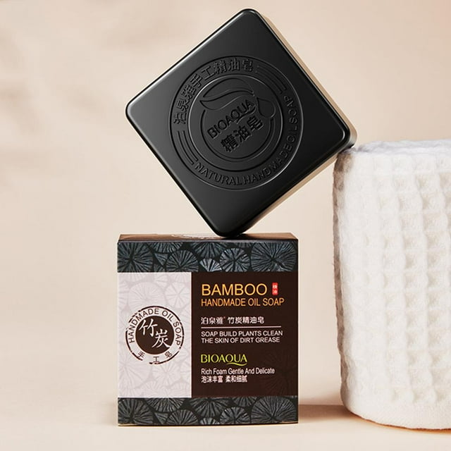 Limpiador facial Jabón blanqueador de carbón de bambú negro para limpieza profunda de la piel