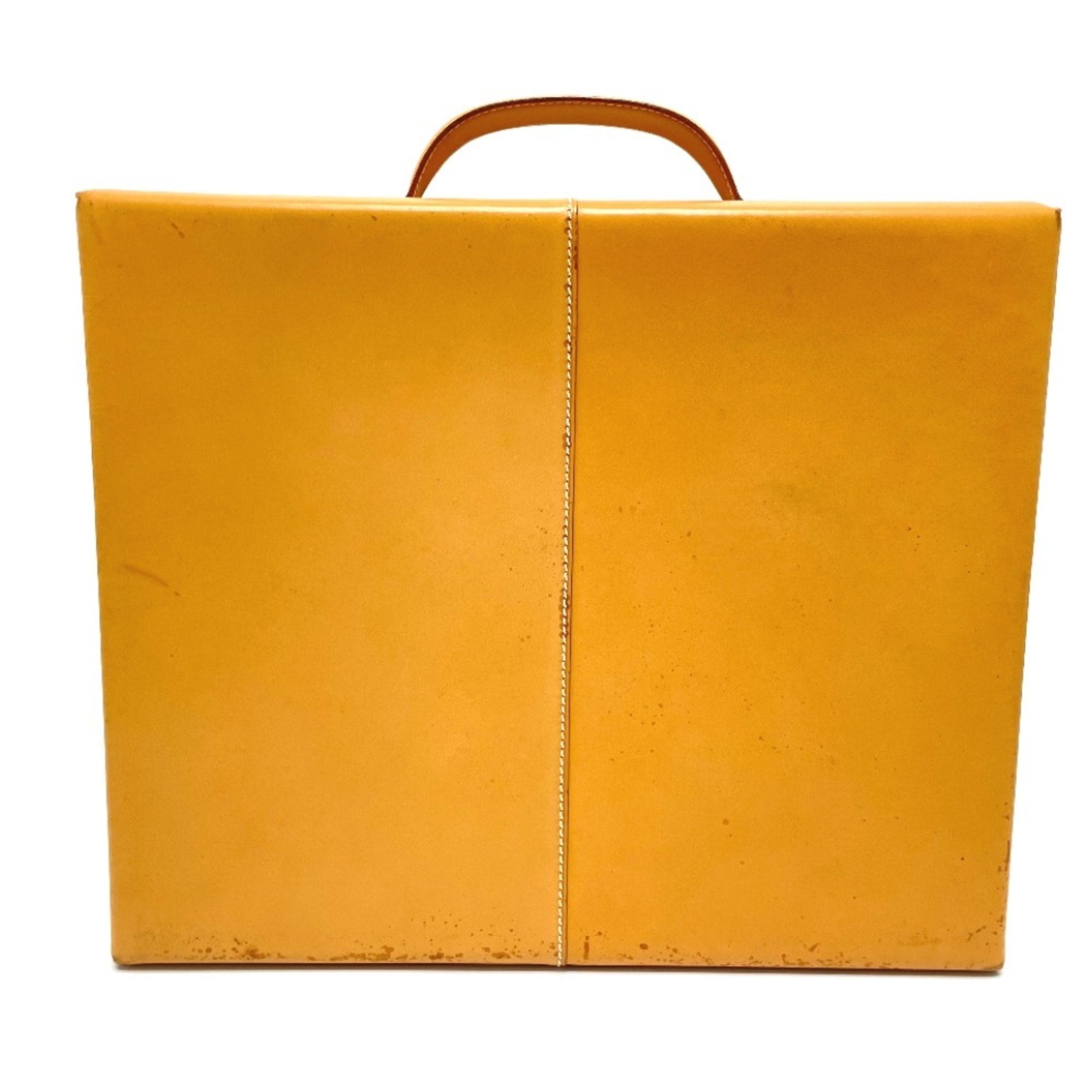 Pre-Owned HERMES Air Light MM Briefcase Handbag Leather Men's Natural Beige (Fair)
