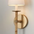 thumbnail image 5 of Capital Lighting 647211MA-705 Tulum White Fabric Shade with Handcraft Rattan Torchiere Wall Sconce, 1-Light 60 Watt, 18" H x 6" W, Matte Brass, 5 of 6