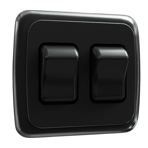 Leisure LED Contemporary Double SPST On-Off Switch with Bezel, 12-Volt, for RV, Trailer, Camper (Black)