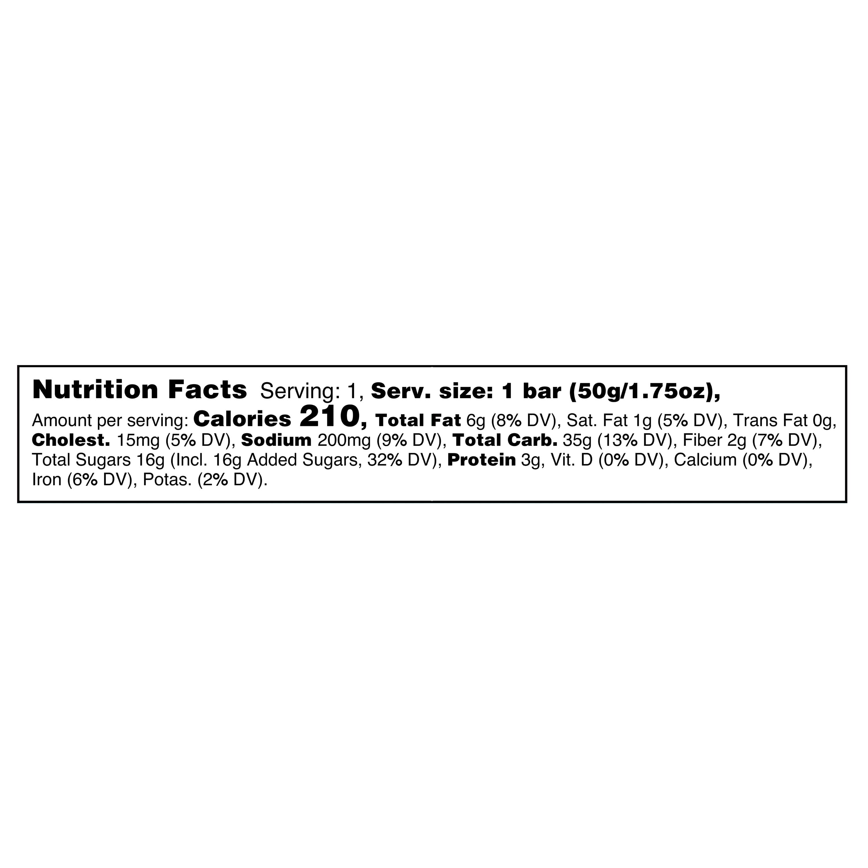 Great Value Cookie Bars, Chocolate Chip, 6 Count