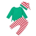 thumbnail image 2 of iEFiEL Infant Baby Girls Christmas Outfit,Long Sleeve Tops Pants Hat Set,Sizes 0-18M, 2 of 7