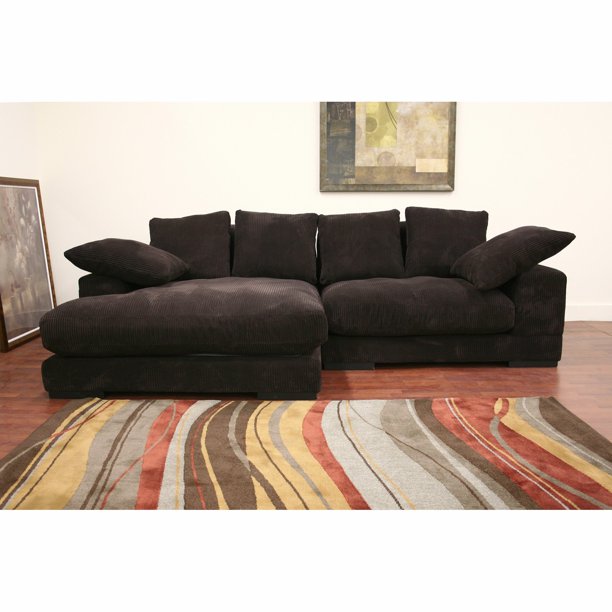 Baxton Studio Dark Brown Microfiber Sectional Sofa