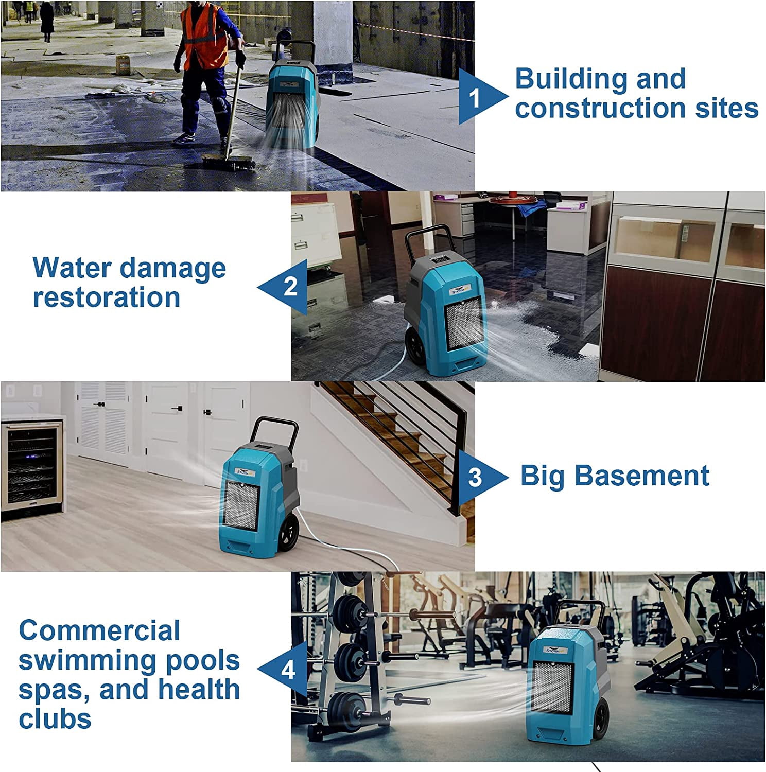 ALORAIR 180 Pints Smart WiFi LGR Commercial Dehumidifier with Pump Drain Hose, 2,300 Sq.Ft Dehumidifier Portable Industrial Dehu with Wheels for Water Damage Restore, Basements, Garages, and Job Site