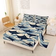 thumbnail image 2 of Feelyou Wave Ocean Fish Full Size Sheets for Boys Girls, Tropical Beach Underwater Bed Sheets, Navy Beige, 4 Pieces, 2 of 5