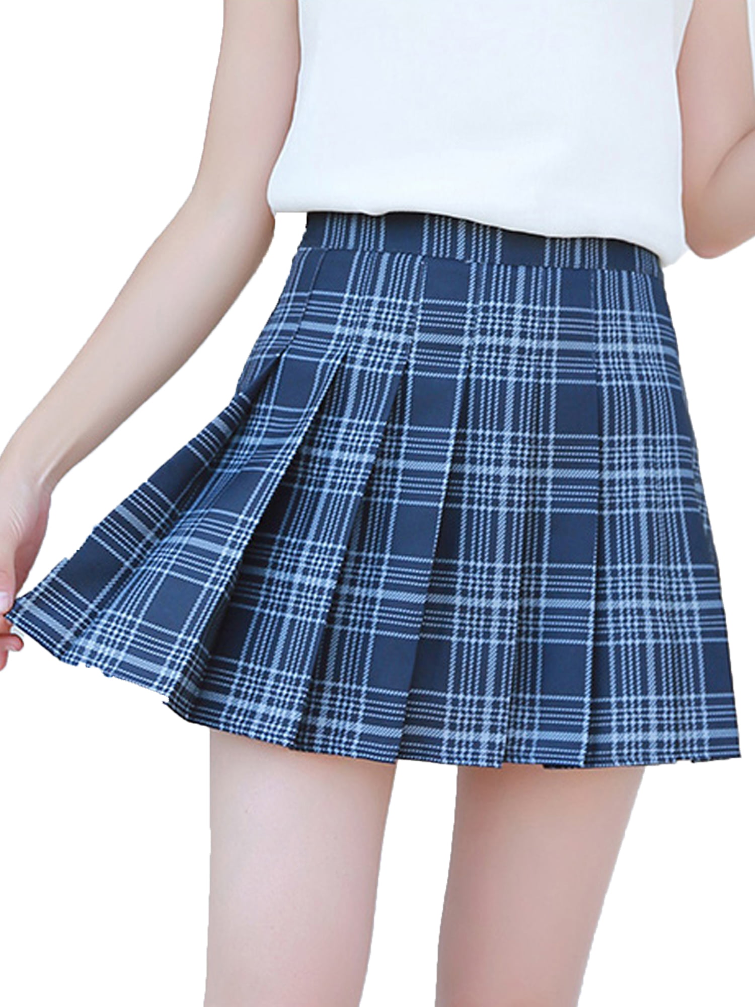 None Branded Women Girls Short High Waist Pleated Skater Tennis School Skirt S-XL 
