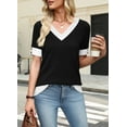 thumbnail image 4 of Ronuti Womens Blouses V Neck Short Sleeve Tops Spring Summer Business Casual Shirts Lightweight Sweaters, 4 of 9