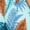 Blue, variant on Women's Tropical Print Short Sleeve Wide Leg Jumpsuit with Tie Waist Detail Black 1XL