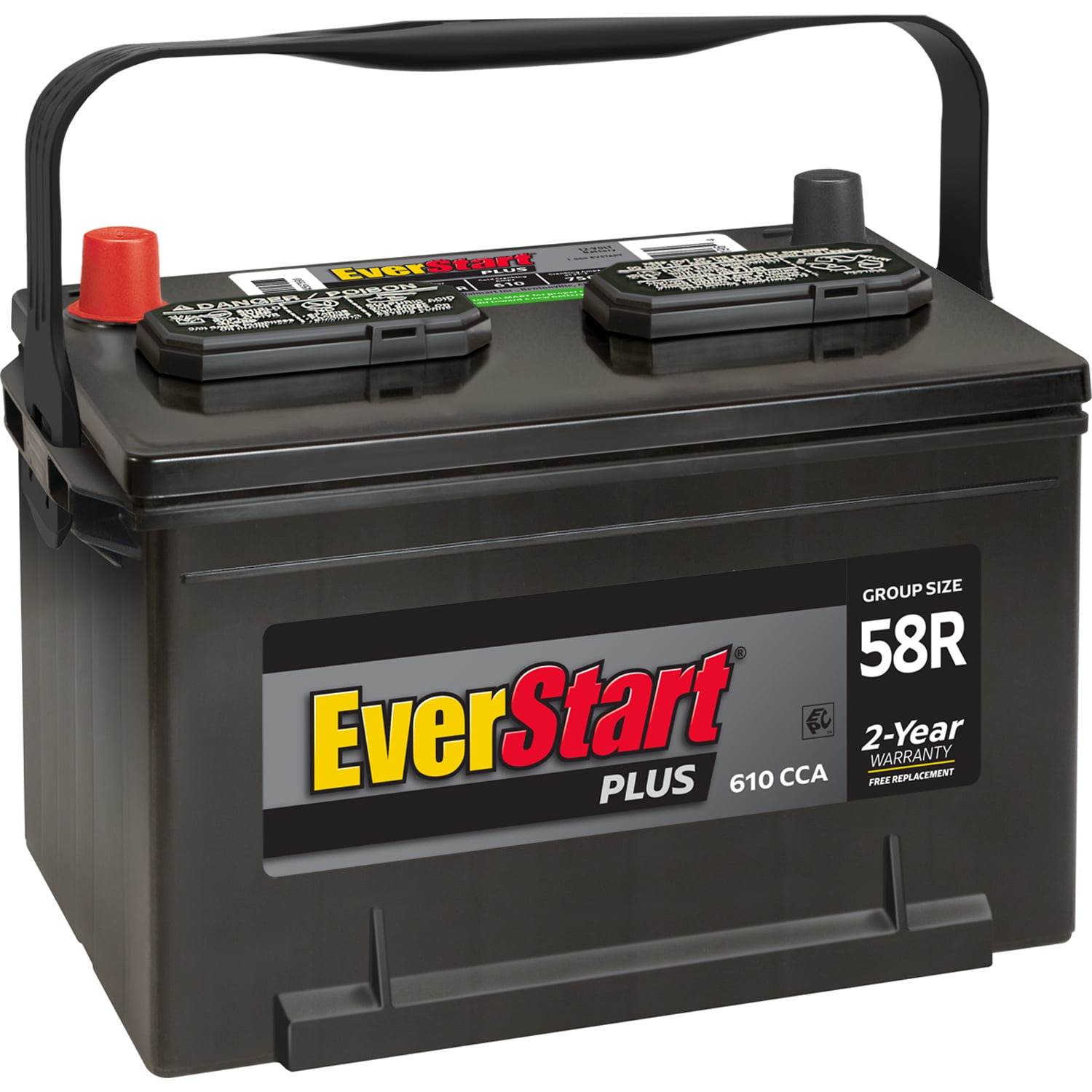 bladre pubertet emulering EverStart Plus Lead Acid Automotive Battery, Group Size 58R (12 Volt/610  CCA) - Walmart.com