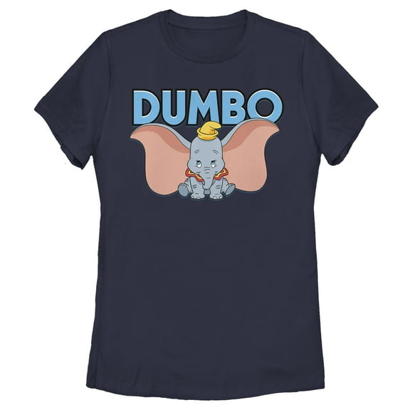 Women's Dumbo Wide Open Graphic Tee Navy Blue Small