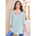thumbnail image 5 of Roaman's Women's Plus Size Squareneck Pointelle Top, 5 of 5