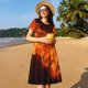 thumbnail image 4 of Easygdp Fiery Orange Flames Energy para Vestido Transpirable de Mujer, Vestido Suelto de Manga Corta con Pliegues y Bolsillos para el Verano, 4 of 6