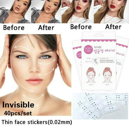 Tuscom 40pcs/set Thin Face Sticker,Face Lifting Patch,Double chin Sticker,Adhesive Tape Make-Up Face Lifting Patch,Tightens Skin And Eliminates Wrinkles Around Face, Jaw, And Neck Area