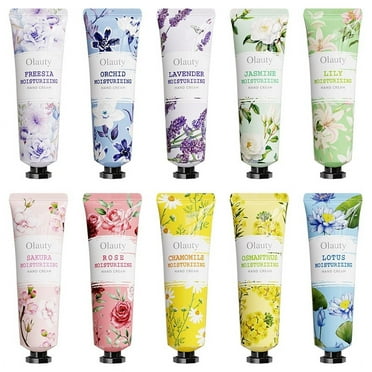 Firstfly 10 Pcs Set Natural Plant Fragrance Hand Cream for Dry Cracked Hands, Aloe Moisturizing Mini Hand Care Lotion,Birthday Gifts Set for Girls & Women